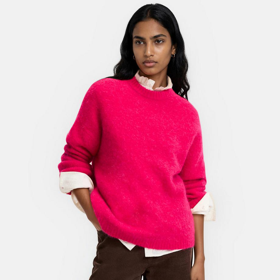 Pullover mit Rundhalsausschnitt aus gebürsteter Alpaka-Mischung
