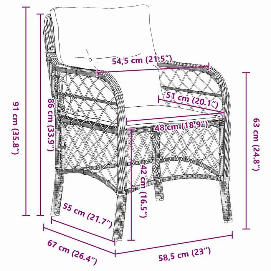 VidaXL Set da Pranzo per Giardino Polyrattan  