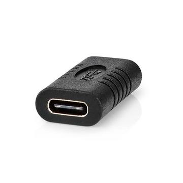 Adaptateur USB-C™ | USB 3.2 Gen 2 | USB-C™ femelle | USB-C™ femelle | 4K@60Hz | 10 Gbps | Rond | Nickelé | Noir | Enveloppe