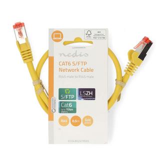 Nedis  Câble réseau CAT6 | RJ45 mâle | RJ45 mâle | S/FTP | 0.50 m | Rond | LSZH | Jaune | Etiquette 