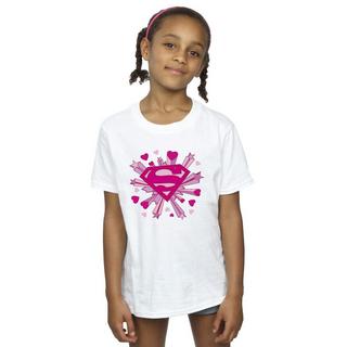 DC COMICS  Superman Pink Hearts And Stars Logo TShirt 