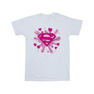 DC COMICS  Superman Pink Hearts And Stars Logo TShirt 