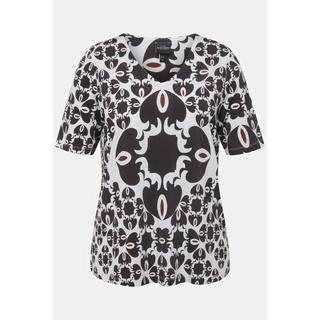 Ulla Popken  Slinkyshirt, Ornamente, Classic, V-Ausschnitt, Halbarm 