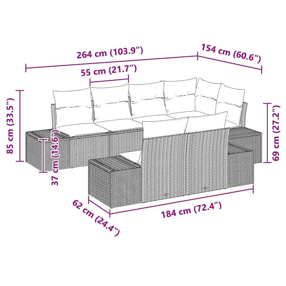 VidaXL Garten-sofa poly-rattan  