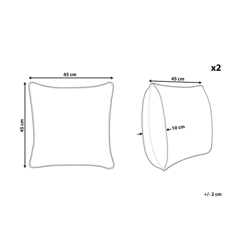 Beliani Lot de 2 coussins décoratifs en Coton  BIDENS  