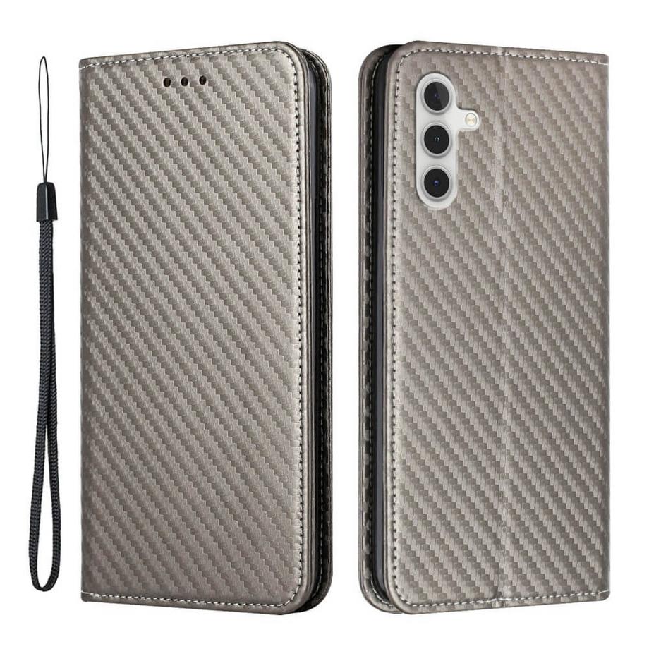 Galaxy A54 - Custodia flip look carbone