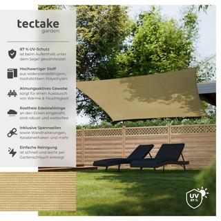 Tectake Sonnensegel Sunny verschiedene Größen, HDPE mit 185 g/m² und 87 % UV-Schutz wasserabweisend, atmungsaktiv und reißfest  