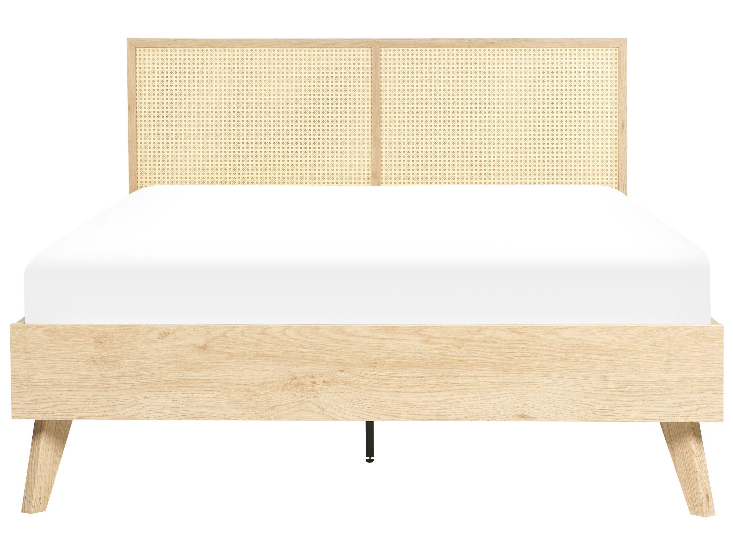 Beliani Bett mit Lattenrost aus Rattan Boho MONPAZIER  