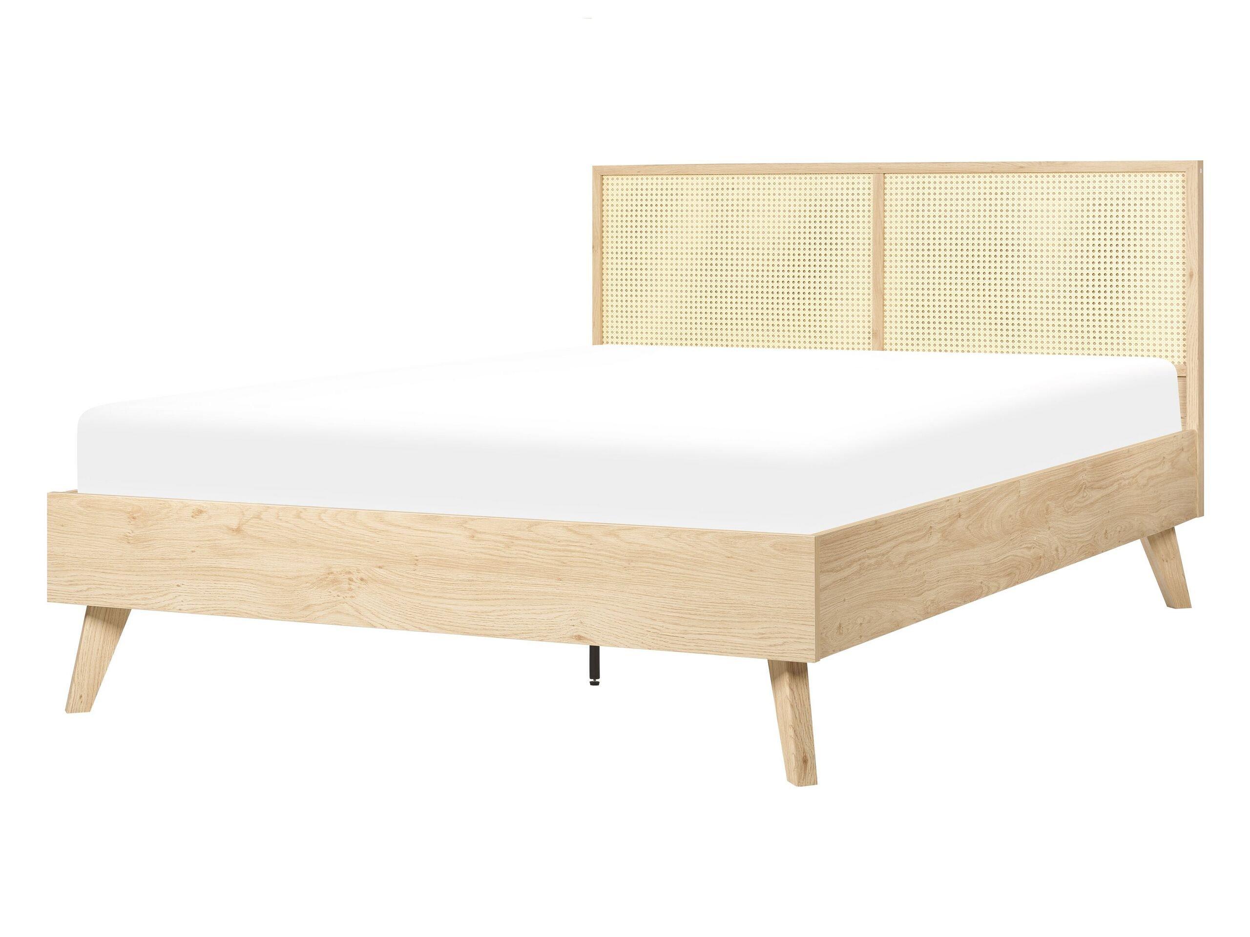 Beliani Bett mit Lattenrost aus Rattan Boho MONPAZIER  