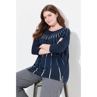 Ulla Popken  Maglia dal taglio oversize in cotone biologico con scollo a girocollo e maniche a 3/4 