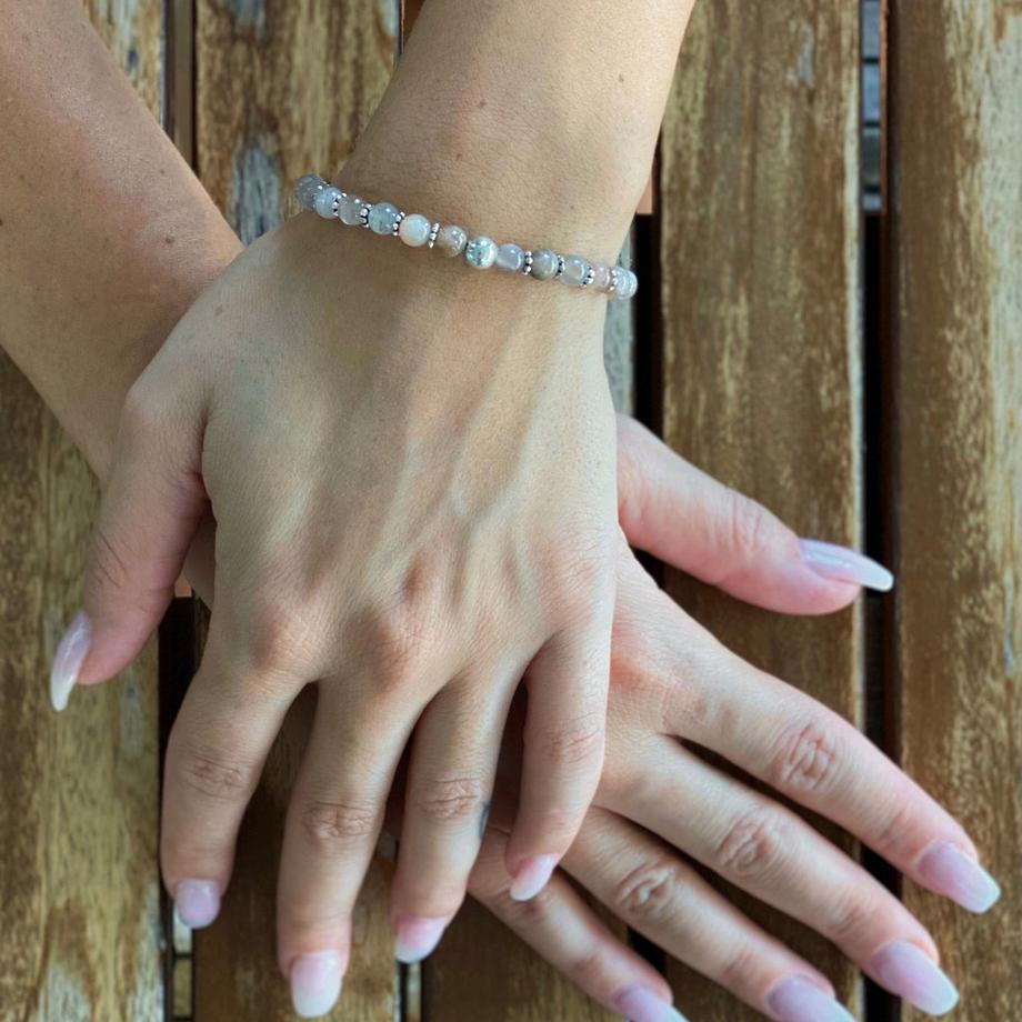 Balibay  Bracelet Moera avec pierre de lune cannelle et argent 