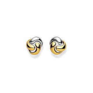 MUAU Schmuck  Ohrstecker Bicolor Gelb-/Weissgold 750, 8mm 
