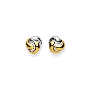 Clous d'oreilles bicolores or jaune/blanc 750, 8mm