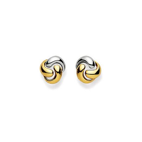 MUAU Schmuck  Ohrstecker Bicolor Gelb-/Weissgold 750, 8mm 