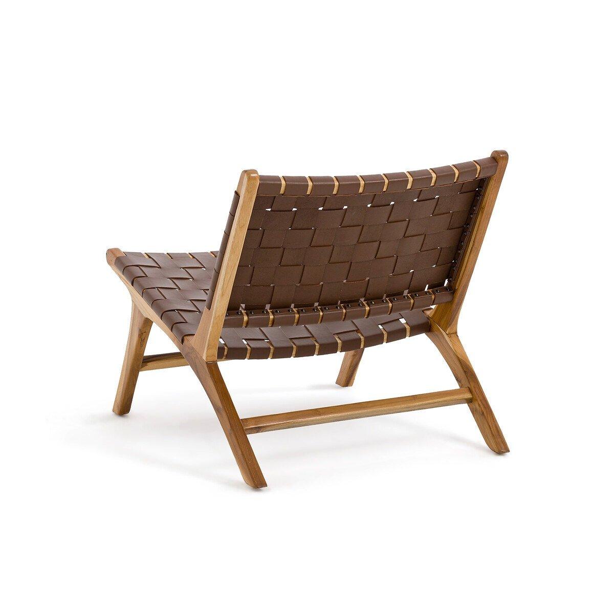 La Redoute Intérieurs Fauteuil lounge teck et cuir  