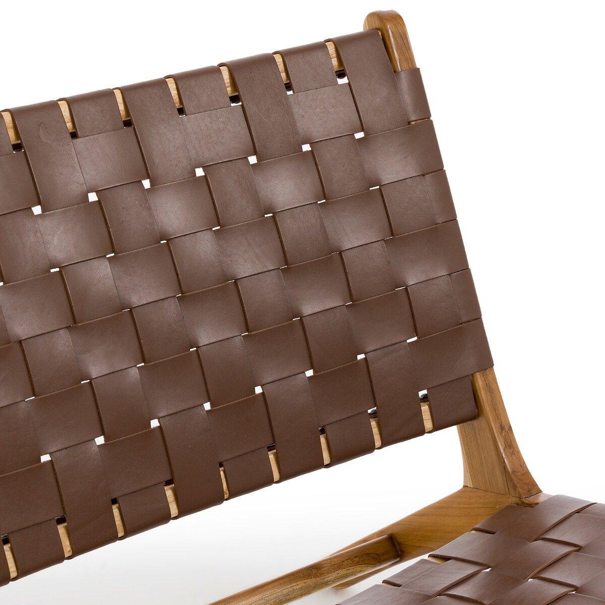 La Redoute Intérieurs Fauteuil lounge teck et cuir  