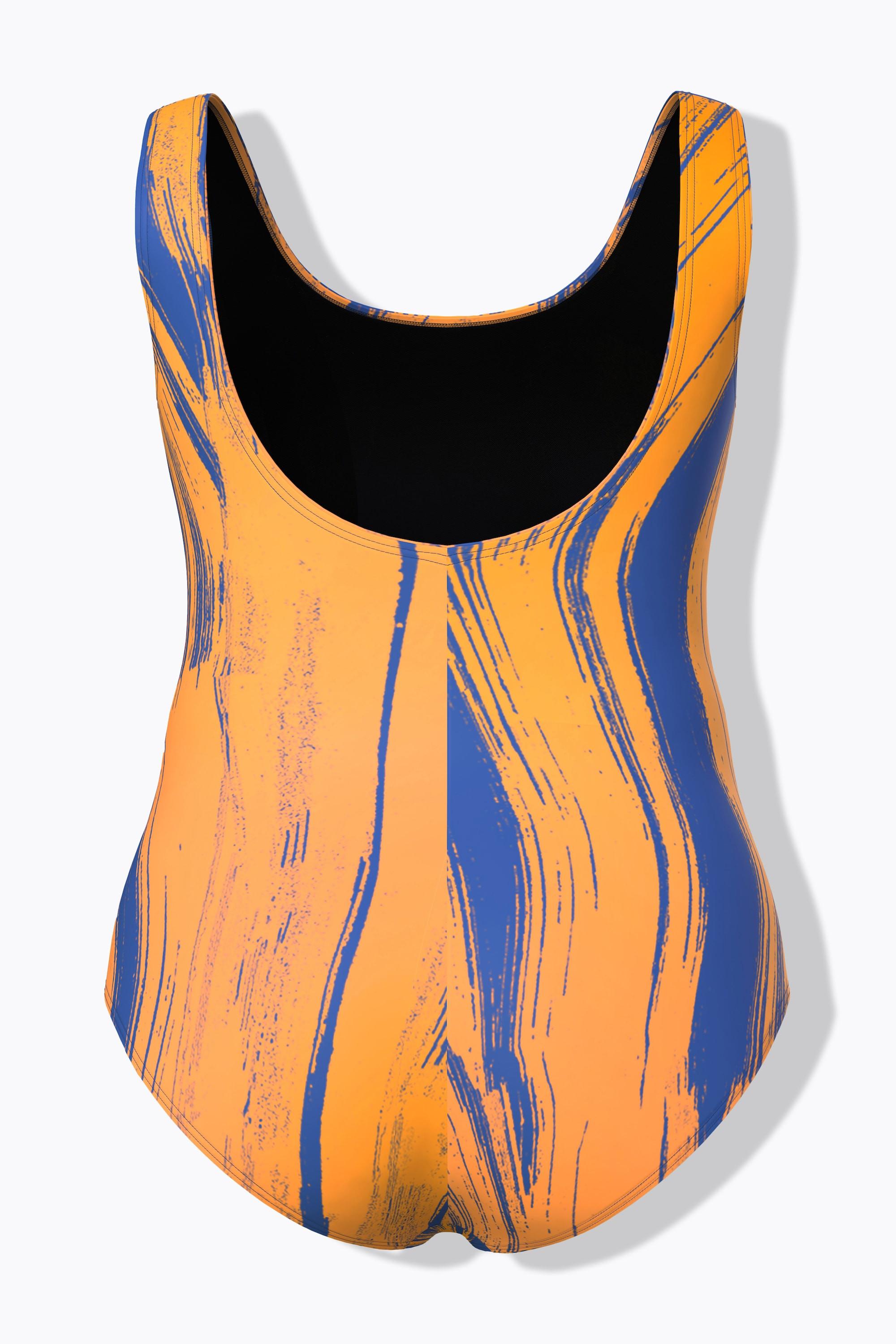 Ulla Popken Wellen Paspeln Badeanzug ohne Softcups Rundhals  