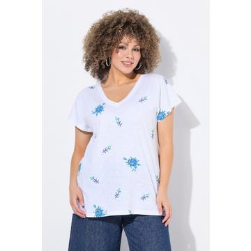 T-shirt dal taglio oversize con ricami, scollo a V e mezze maniche
