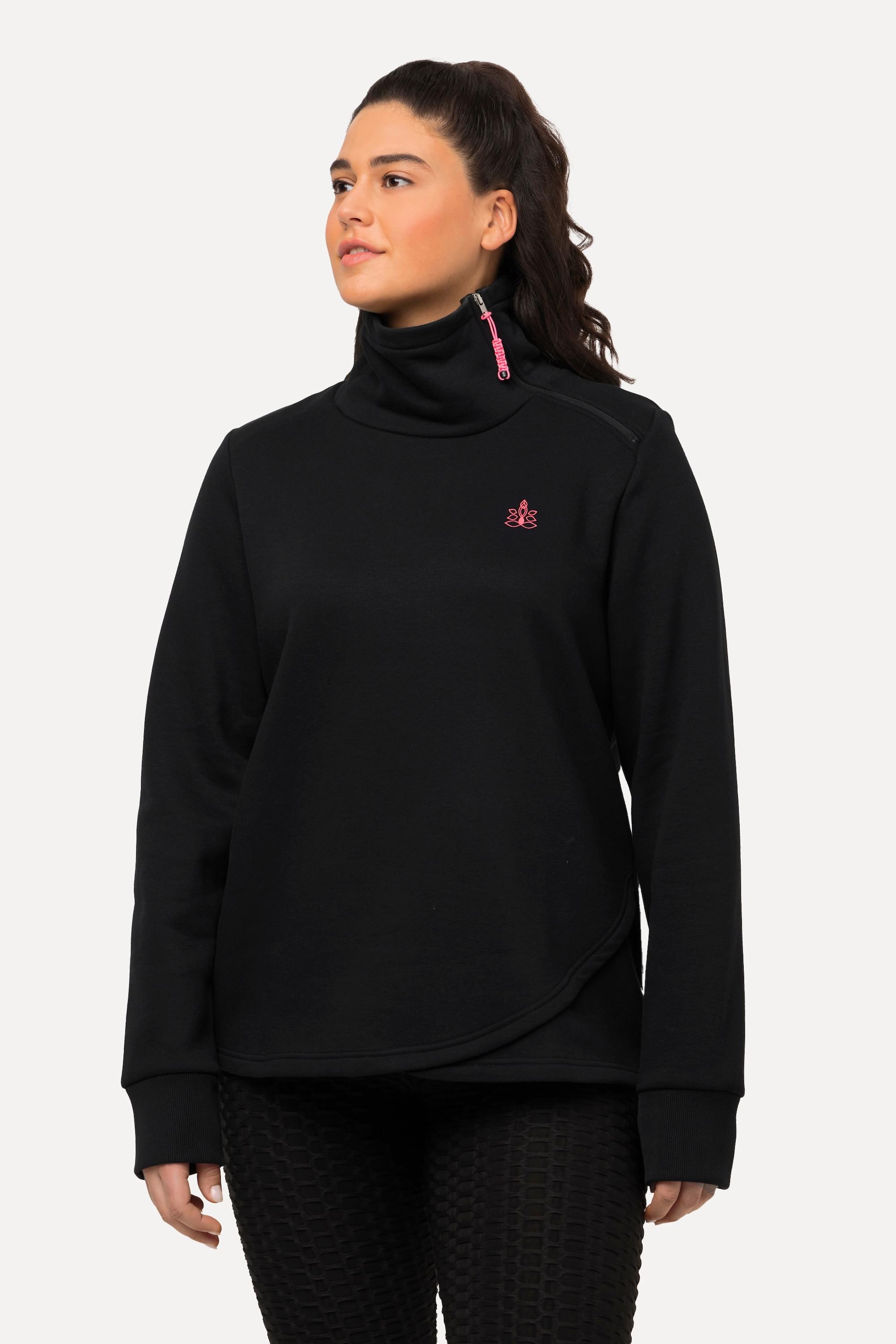 Ulla Popken Mandala Felpa Maniche Lunghe Collo Alto Zip  