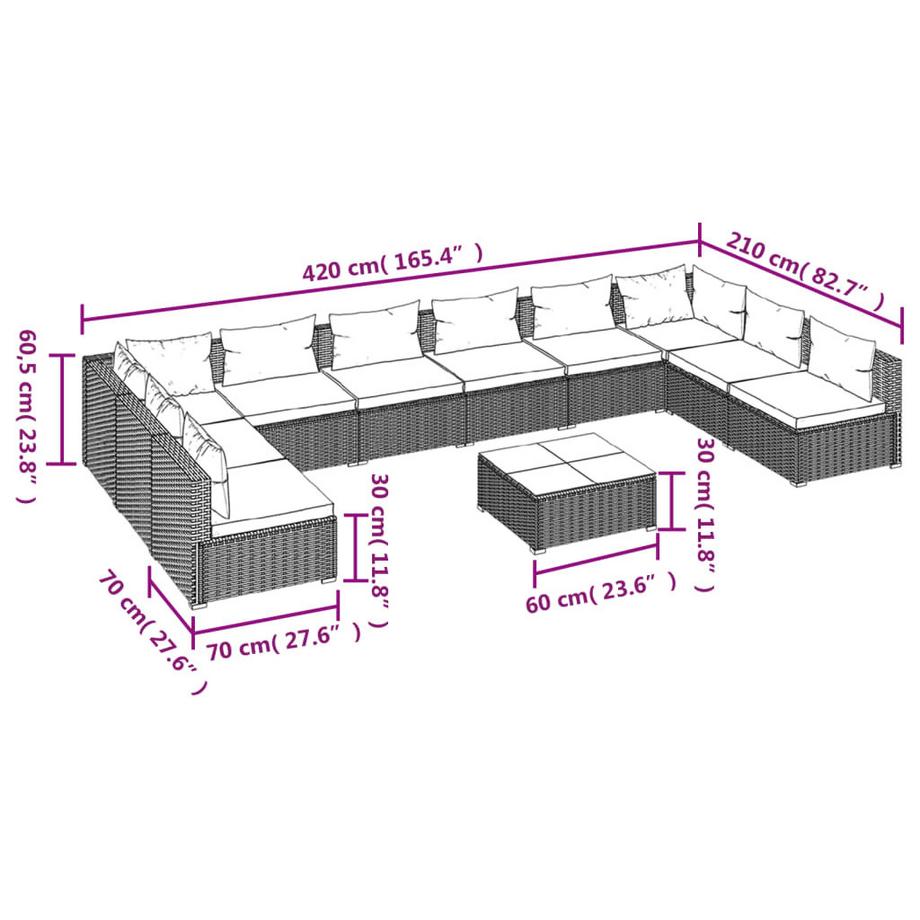 VidaXL Garten-lounge-set poly-rattan  