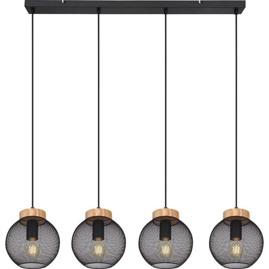 mutoni Lampe à suspension Pablo métal noir mat 4xE27  