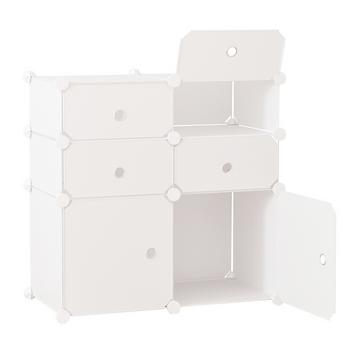 Étagère meuble à chaussures avec boîtes de rangement, armoire en plastique et acier, blanc, 75x37x73cm
