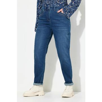 Mom-Jeans, weites Bein, Ziernieten, Komfortbund