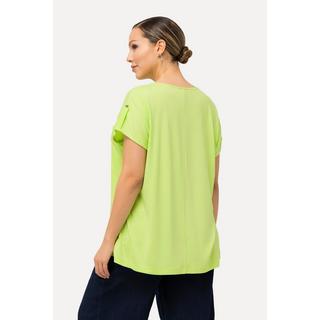 Ulla Popken  Bluse, Oversized, V-Ausschnitt, Zierfalten, Halbarm 