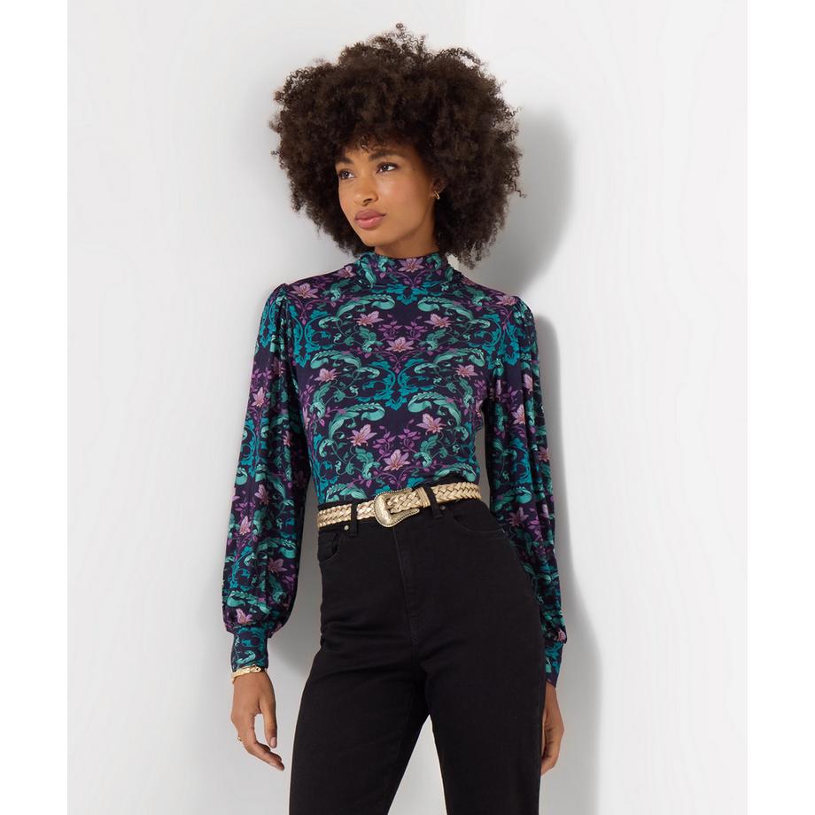 Joe Browns Blouse en Jersey à Col Montant Imprimé Miroir  