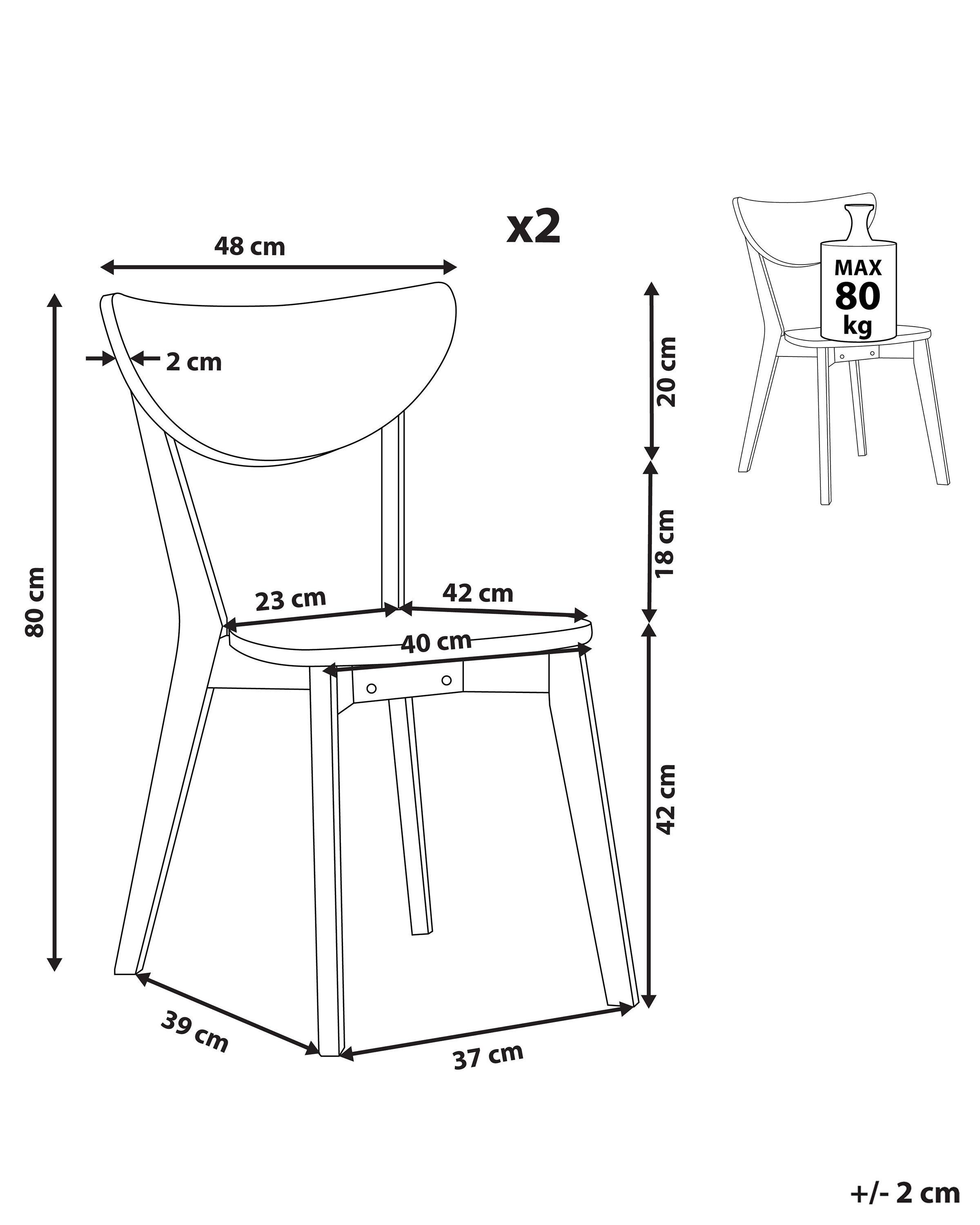 Beliani Esszimmerstuhl 2er Set aus MDF-Platte Skandinavisch ROXBY  