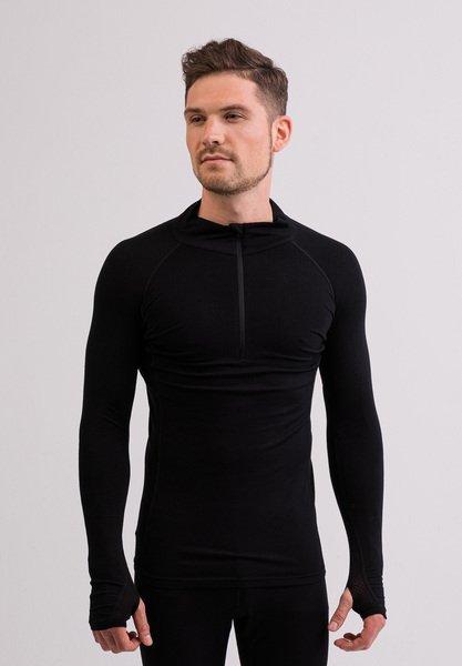 CASH-MERE.CH  High Performance Kaschmir Sportwäsche Langarm-Shirt mit Stehkragen und Half-Zip 