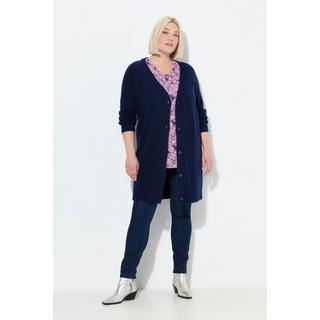 Ulla Popken Cardigan Taglio Boxy Scollo a V Abbottonatura  
