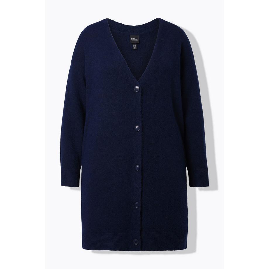 Ulla Popken Cardigan Coupe Boxy Col V Patte de Boutonnage  