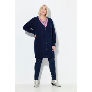 Ulla Popken Cardigan Taglio Boxy Scollo a V Abbottonatura  