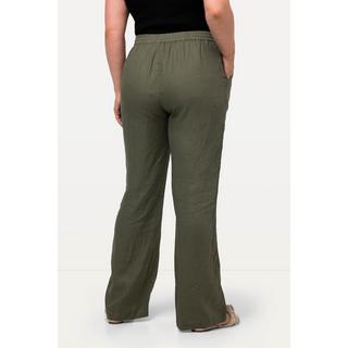 Ulla Popken  Pantalon en lin Mary à taille élastique, jambe droite et large 