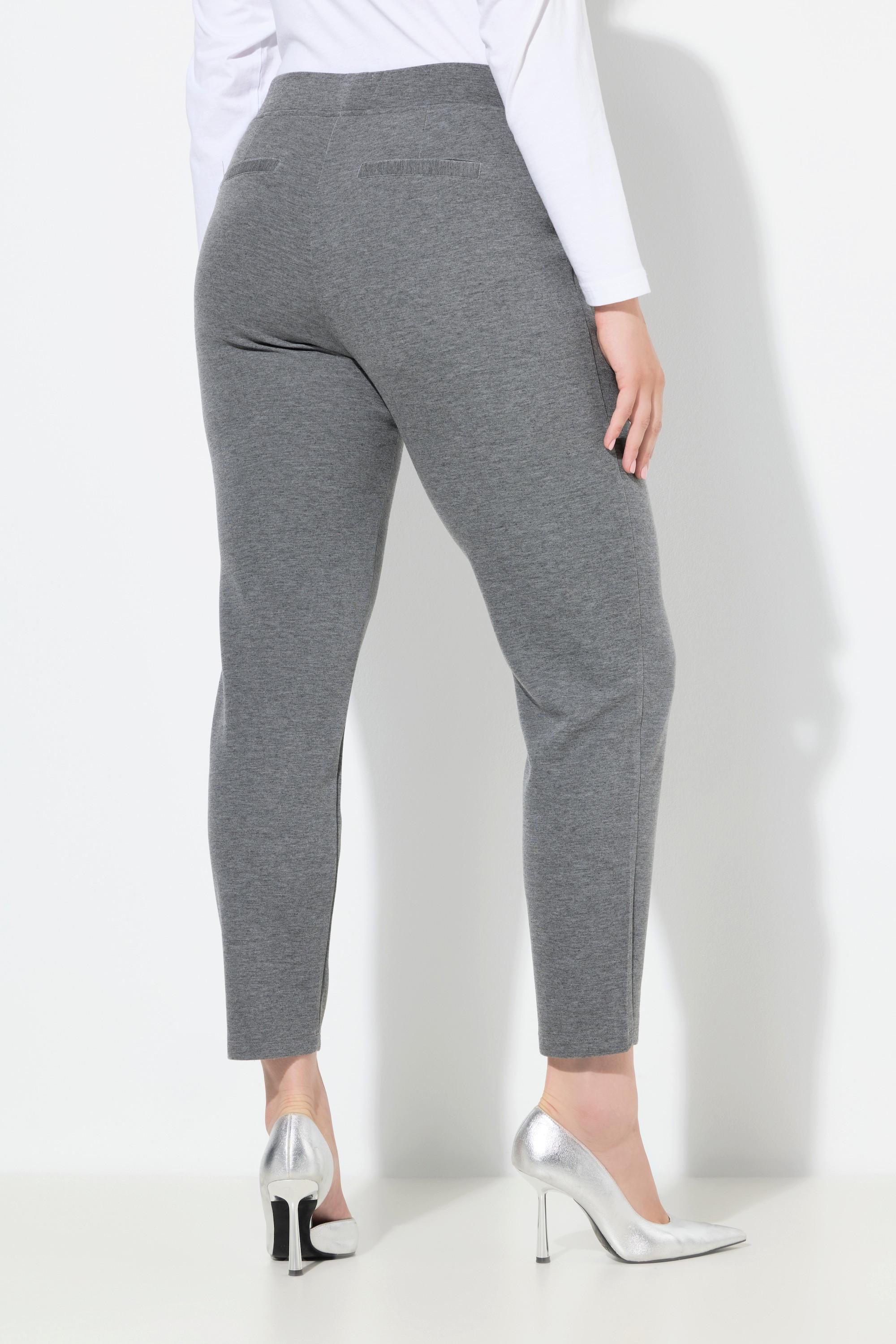 Ulla Popken Pantalon Punto di Roma Jambe Fuselée Passepoil Taille Élastique  