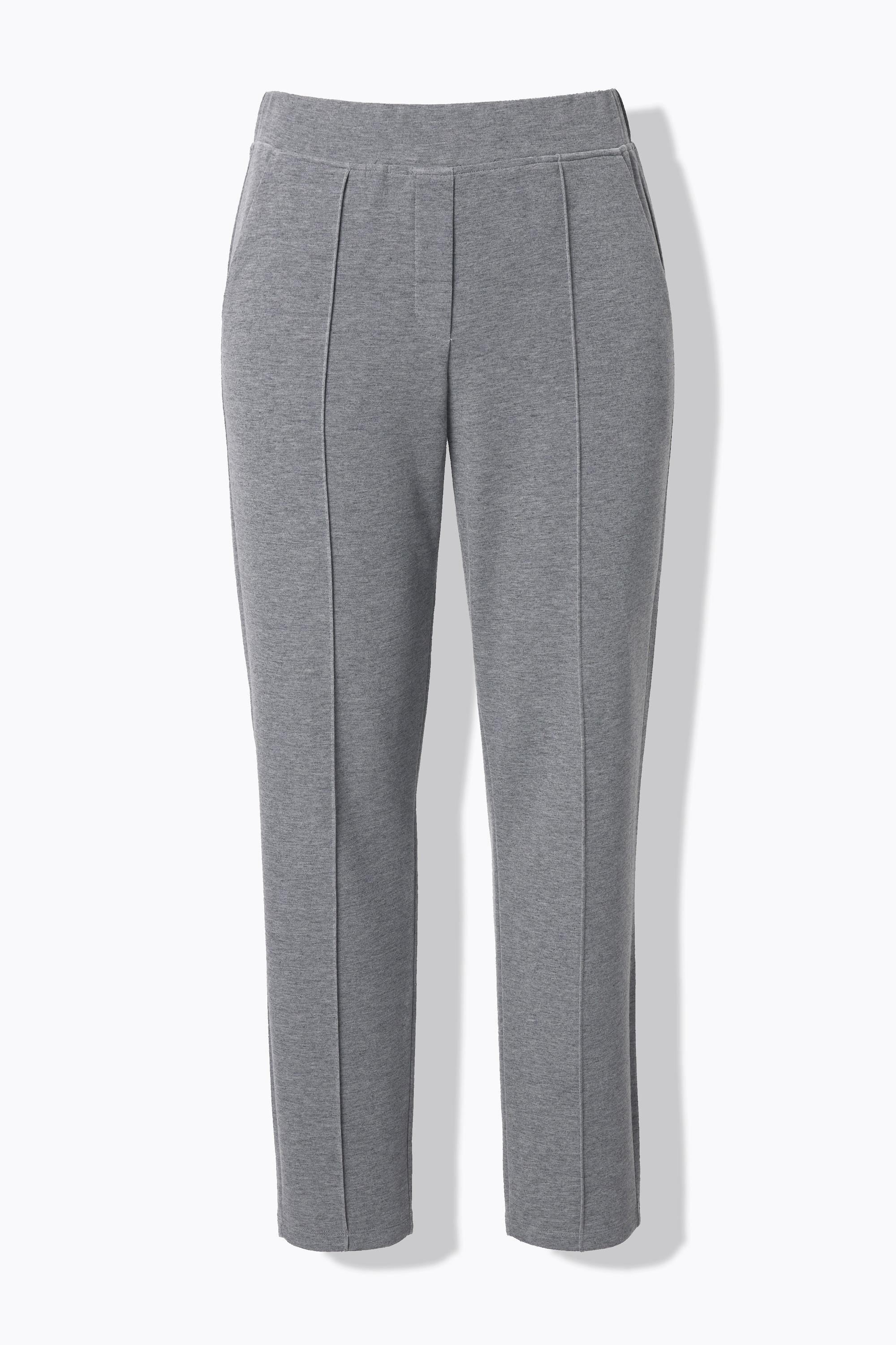 Ulla Popken Pantalon Punto di Roma Jambe Fuselée Passepoil Taille Élastique  