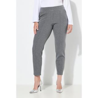 Ulla Popken Pantalon Punto di Roma Jambe Fuselée Passepoil Taille Élastique  