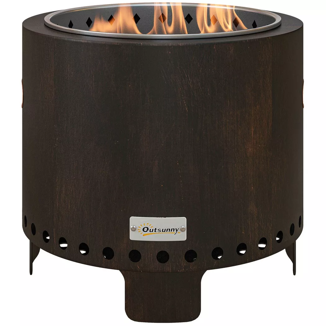 Northio - Feuerschale Rauchfreie Tischfeuerstelle Ø45 Cm Mit Griff & Schürhaken, Ideal Für Garten & Camping, Metall, Schwarz