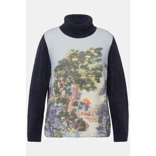 Ulla Popken  Pullover dolcevita con paesaggio e maniche lunghe 