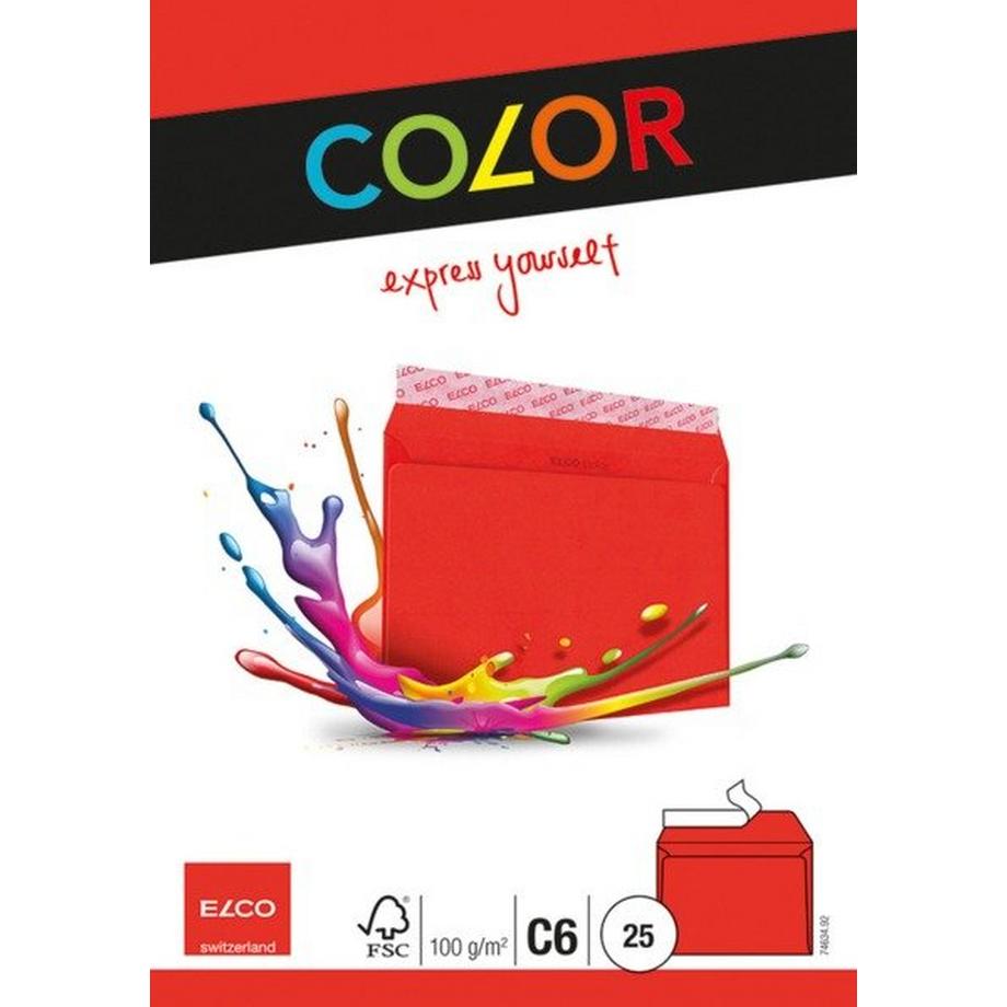 elco ELCO Couvert Office o/Fenster C6 74634.92 100g, rot 25 Stück  