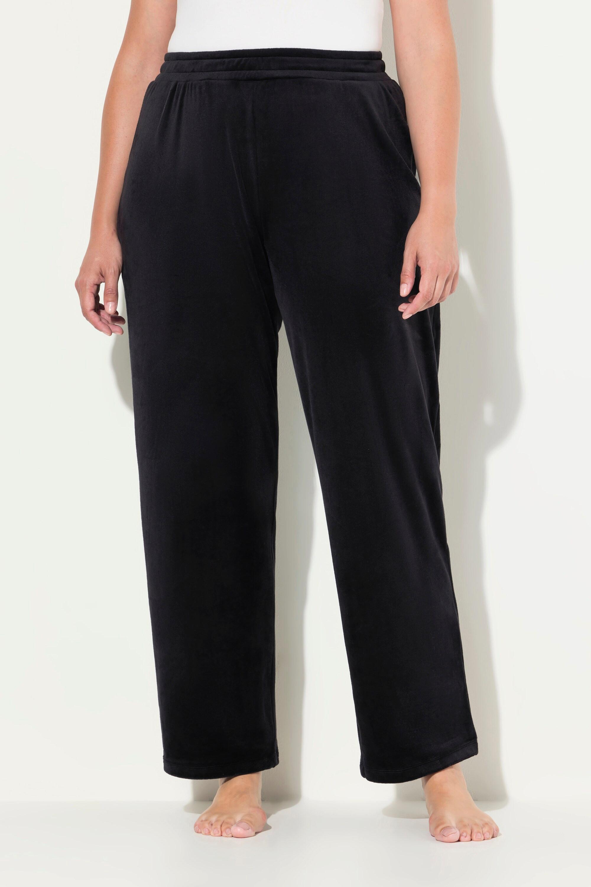 Ulla Popken  Pantaloni loungewear in nicki con taglio della gamba ampio e materiale riciclato 