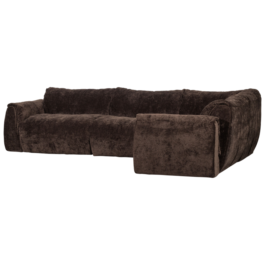 mutoni Canapé d'angle Baggy droit 3D-Chenille brun foncé 301x210  