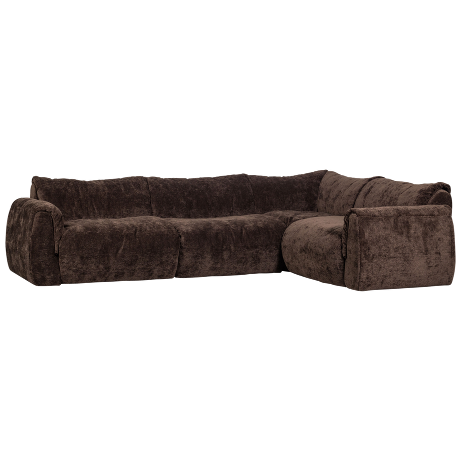 Canapé d'angle Baggy droit 3D-Chenille brun foncé 301x210