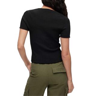 HUGO Slissy Geripptes Kurzarm Top  