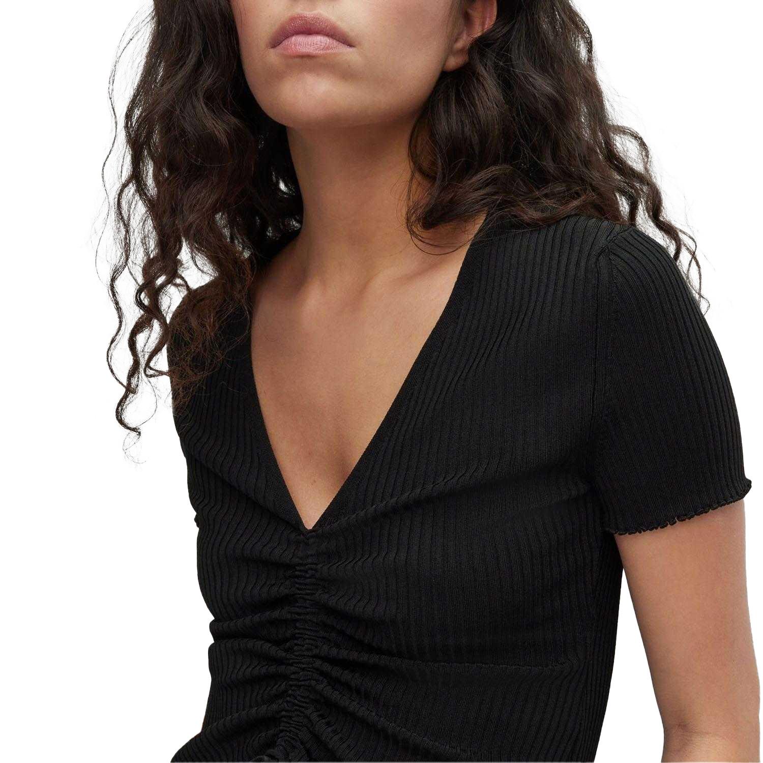 HUGO Slissy Geripptes Kurzarm Top  