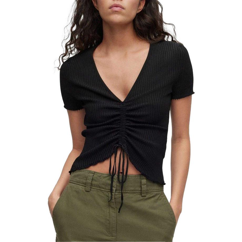 HUGO Slissy Top a Costine Maniche Corte  