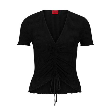 HUGO Slissy Geripptes Kurzarm Top  