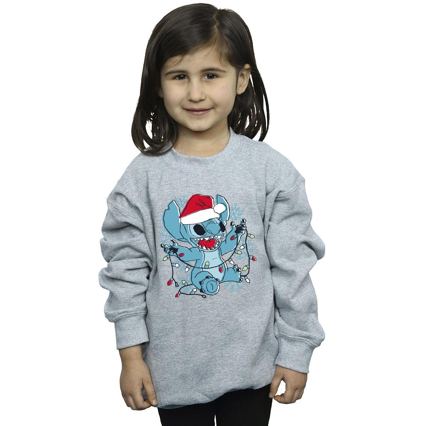 Disney  Lilo And Stitch Christmas Lights Sketch Sweatshirt 