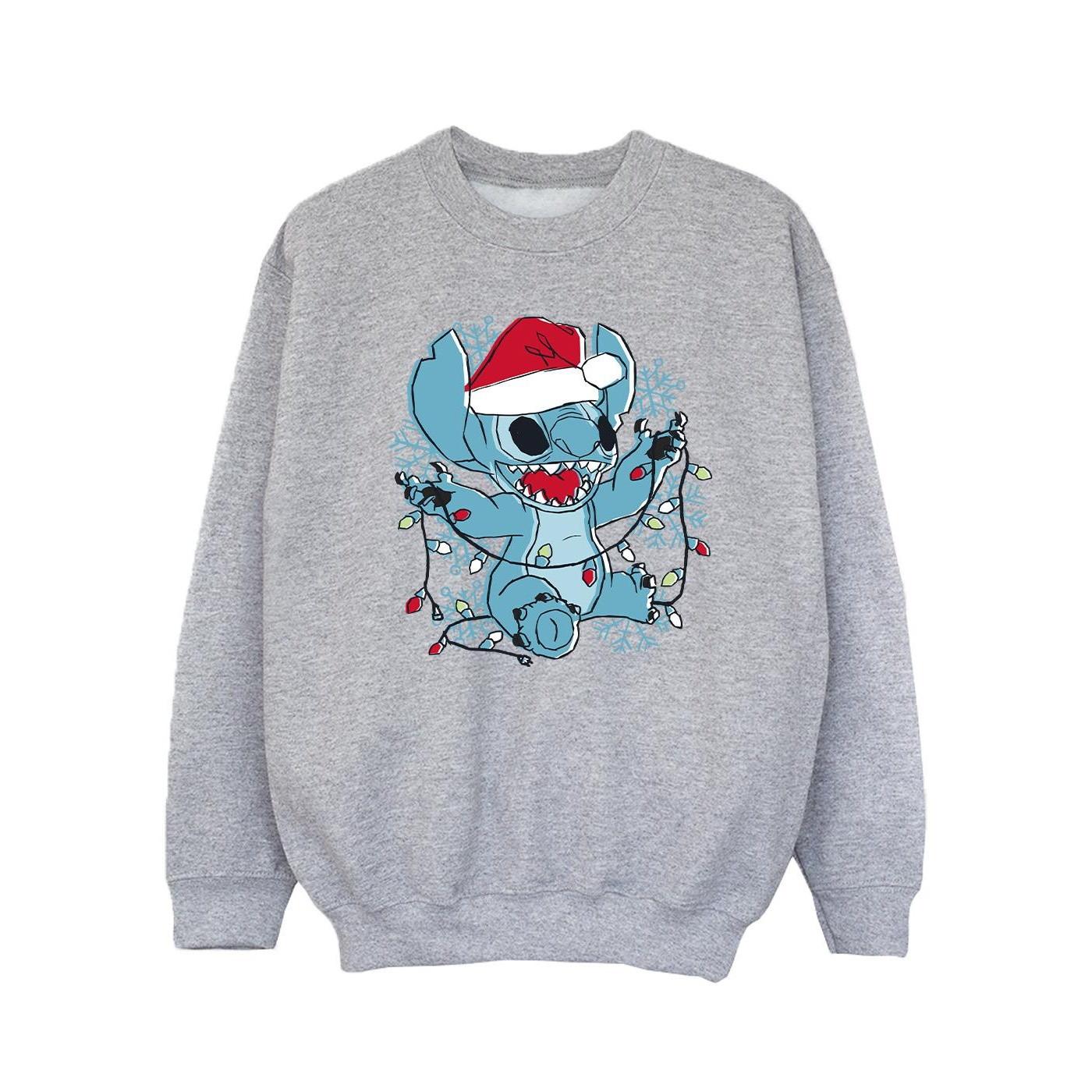 Disney  Lilo And Stitch Christmas Lights Sketch Sweatshirt 